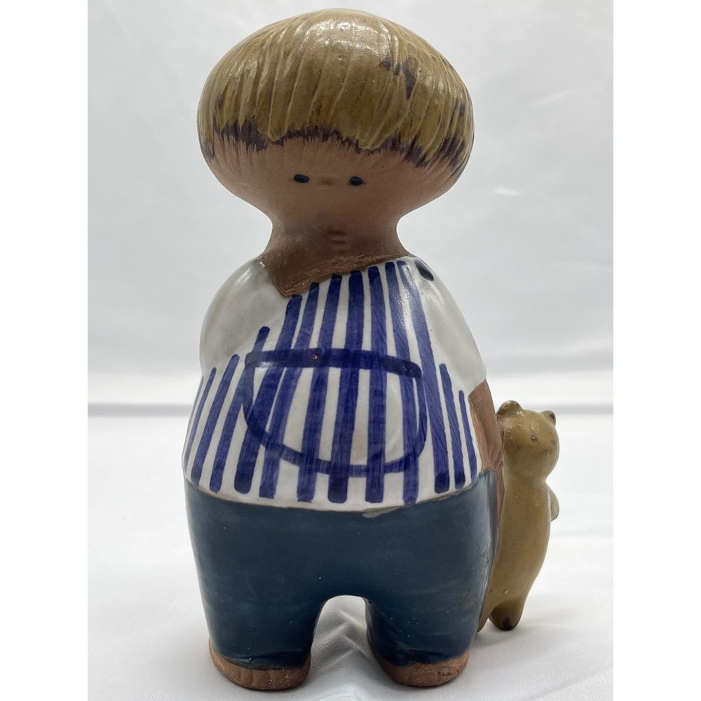 Vintage Lisa Larson Gustavsberg Sweden Malin Boy Teddy Bear Pottery Signed